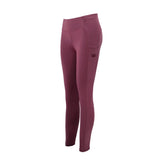 A pair of woof wear young rider pro tights in dusty rose with high waist and subtle side pocket featuring logo