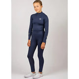 Navy blue woof wear young rider tech shirt with high collar and iflex fabric for performance comfort