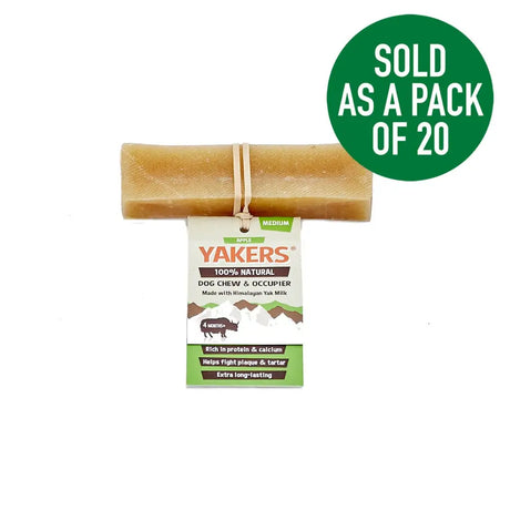 A tan rectangular yakers dog chew made from himalayan recipe yak milk with apple flavor and lime juice