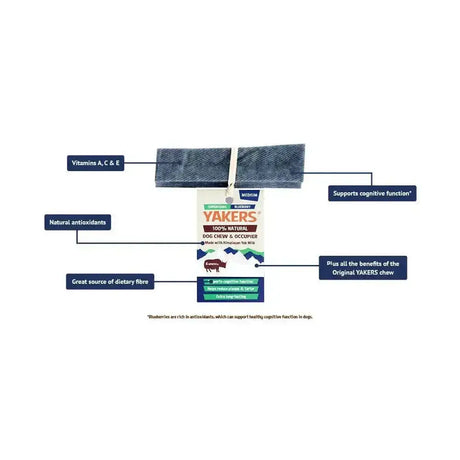 Yakers dog chew blueberry 100 percent natural superfoods blueberry flavour chew and occupier treat for dogs