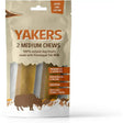Yakers original dog treats package with two medium natural chews made from yak milk for dogs