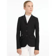 Black tailored young rider kennedy equestrian jacket with three front buttons and flap pockets for riders