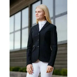 Black young rider kennedy show jacket with silver buttons and subtle stitching details for riders