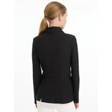Black young rider kennedy tailored show jacket with structured fit and subtle seam detailing for riders