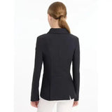 Black tailored young rider kennedy show jacket back view with structured fit and subtle seam detailing