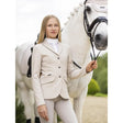 Beige lemieux young rider kennedy show jacket stone with black buttons and subtle stitching for equestrian use