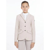 Young rider kennedy show jacket stone by lemieux is a beige equestrian blazer with black diamond buttons for horses