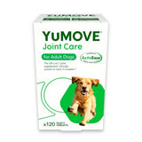 White cardboard box of yumove joint care for adult dogs with green white design to soothe stiffness and support long term joint health