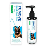 White pump bottle of yumove skin coat care with black pump for dogs prone to itching and coat care featuring german shepherd image