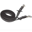 Black woven nylon horse lead with silver metal hardware and adjustable buckle from zilco marathon reins ss